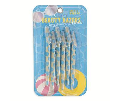 Yellow Palm Leaf Facial Beauty Razors, 6-Pack