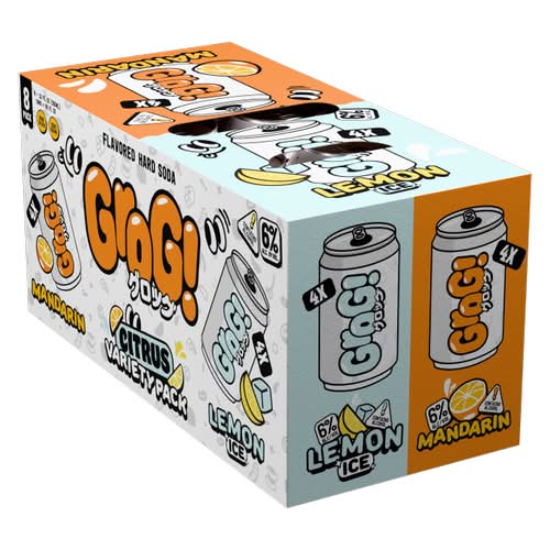 Grog Flavored Hard Soda Citrus Variety pack, Lemon Ice- Mandarin (8 x 12 fl oz)