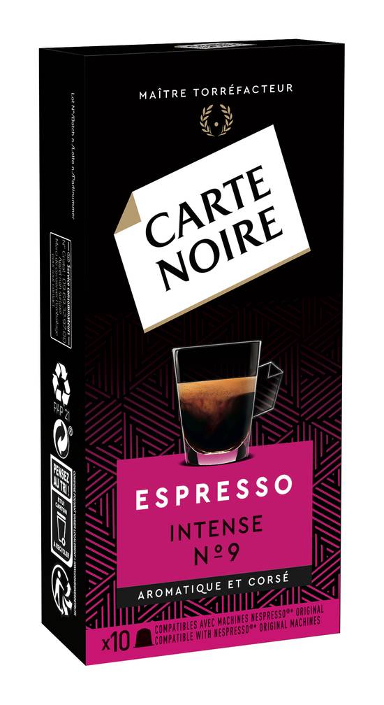 Café 10 capsules Carte Noire espresso intense n°9