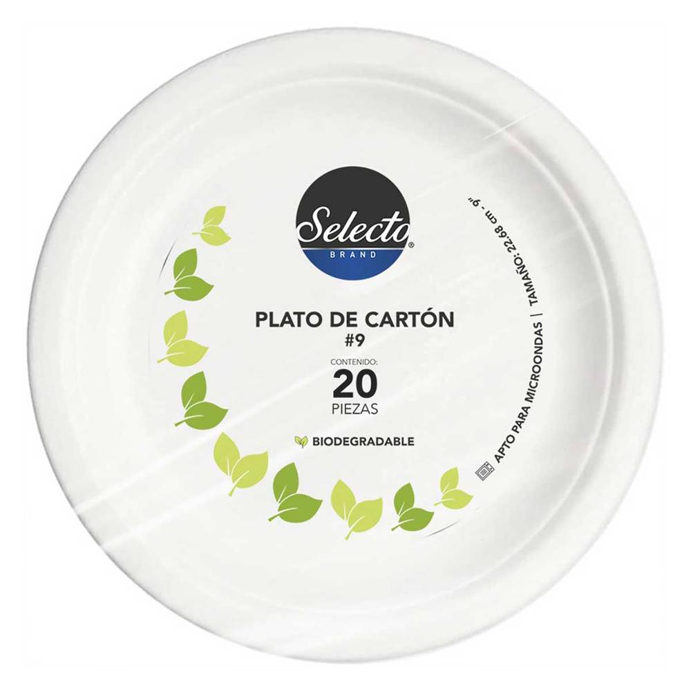 Plato Selecto Papel Blanco Biodegradable No.9 20 Piezas