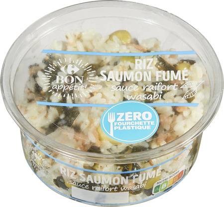 Salade riz saumon fumé wasabi CARREFOUR BON APPETIT - la barquette de 250g
