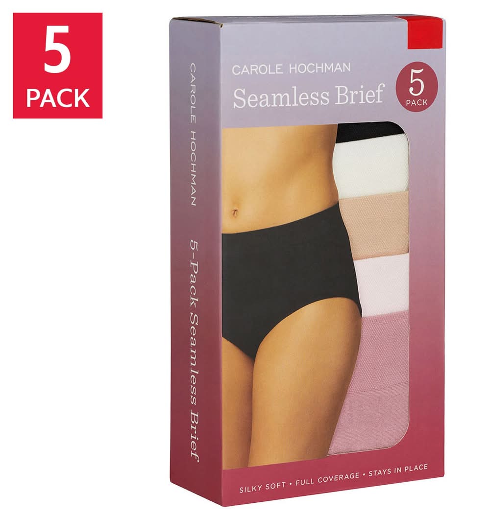 Carole Hochman Ladies' Seamless Brief, 5-pack, X-Large, Assorted Colors