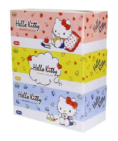Hello Kitty Facial Tissues Value pack, White (3 pack)