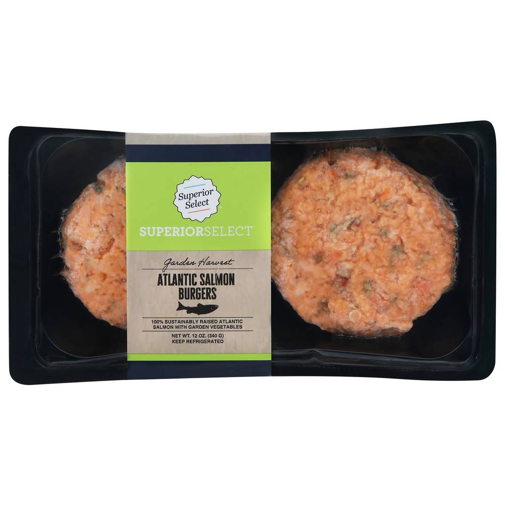 Superior Select Garden Harvest Atlantic Salmon Burgers (12 oz)