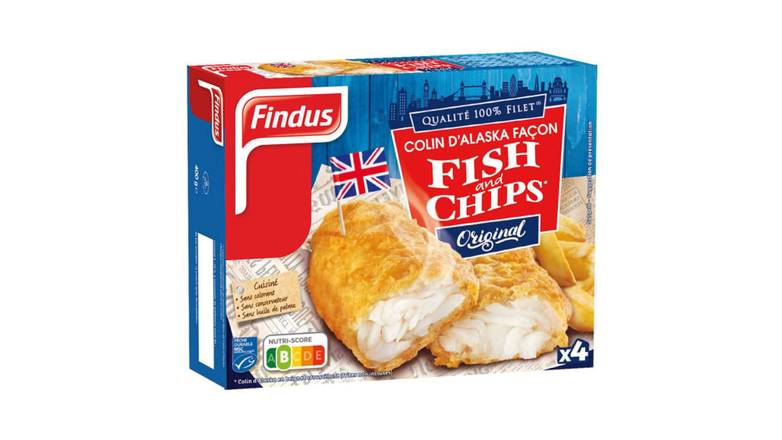 Findus Filets de colin façon Fish & Chips, surgelés La boite de 4, 400g