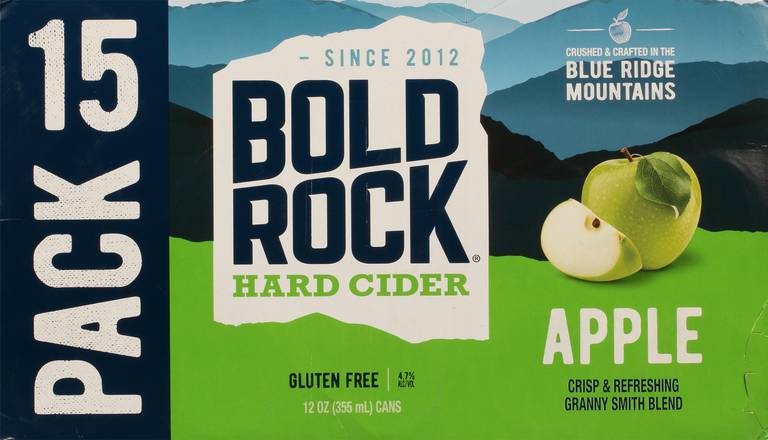 Bold Rock Apple Hard Cider (15 ct, 12 oz)