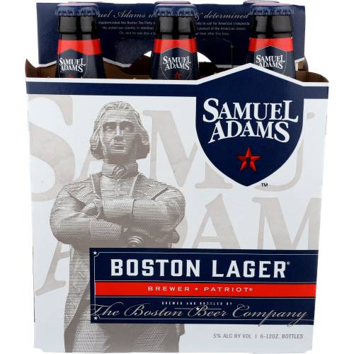 Sam Adams Boston Lager Beer, 6 Pack Bottles
