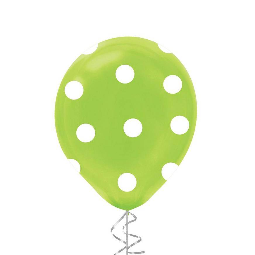 Uninflated 1ct, 12in, Kiwi Green Polka Dot Latex Balloon