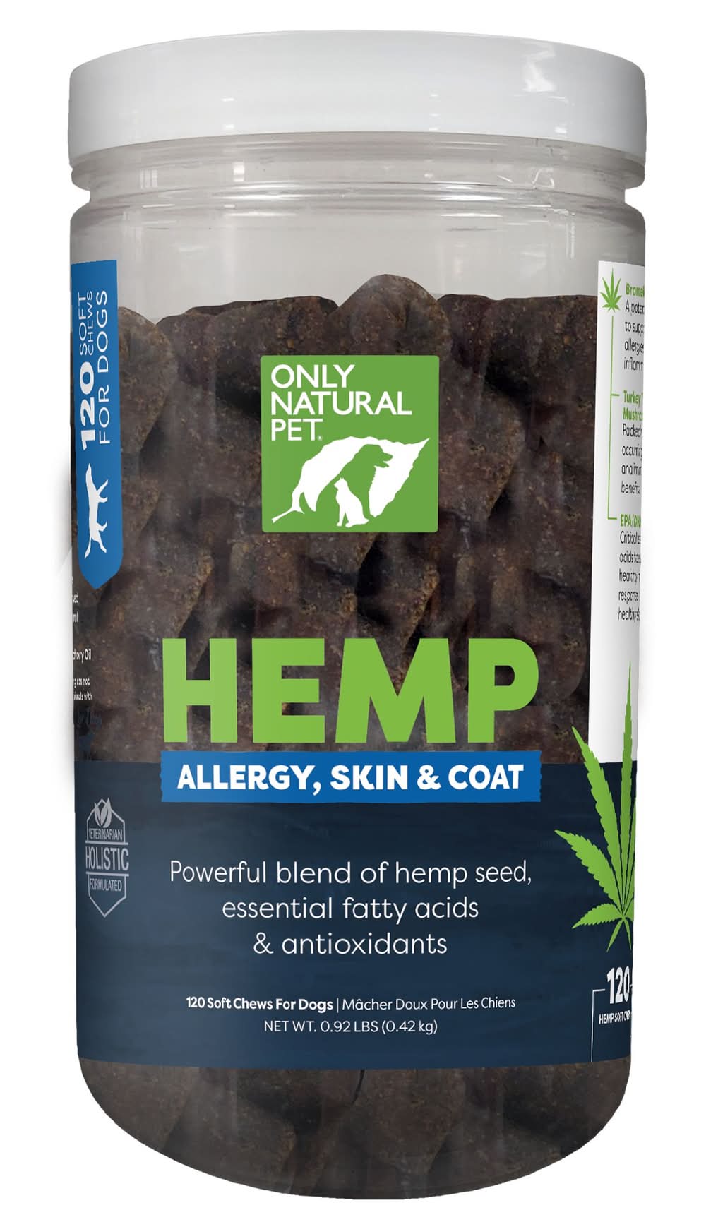 Only Natural Pet® Hemp Allergy, Skin & Coat Soft Dog Chews (Size: 120 Count)