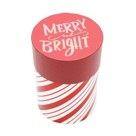 Holiday Time Red & White Stripes Round Candle Gift Box, 4 In X 4In, 1 Count