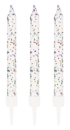 White Glitter Birthday Candles 10-Count