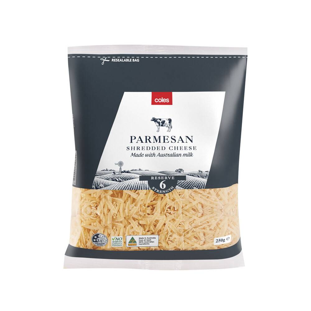 Coles Dairy Shredded Parmesan Cheese 250g