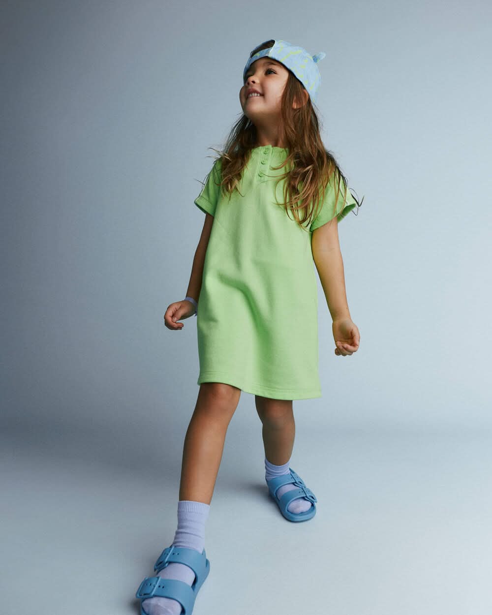 Toddler Girl Henley T-Shirt Dress - Lime Green - 2T