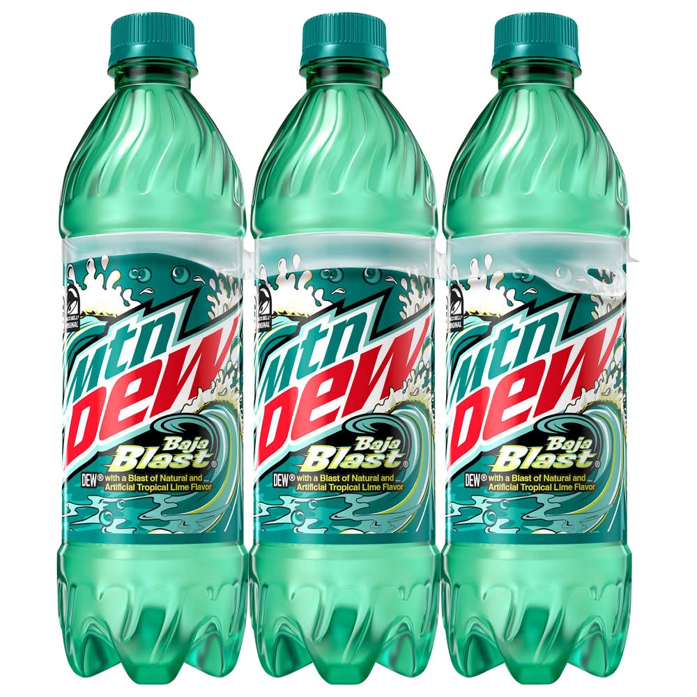 Mountain Dew Baja Blast Soda, Tropical Lime (6 x 16.9 fl oz)