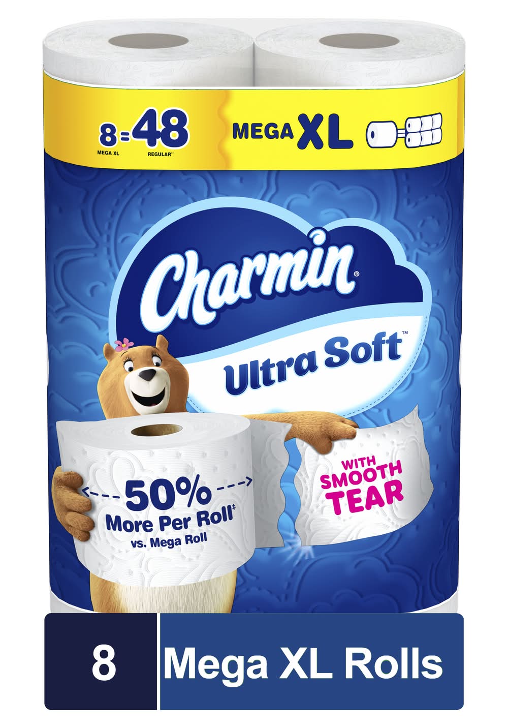 Charmin Ultra Soft 2 Ply Toilet Paper Rolls, Mega XL, White (8 ct)