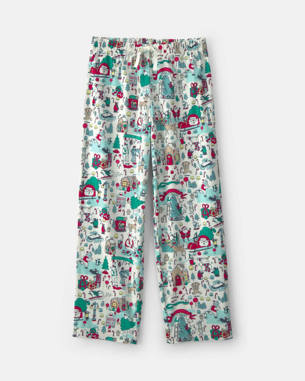 Adult Christmas Scavenger Hunt Fleece Loose Fit Pajama Bottoms - Multi - S