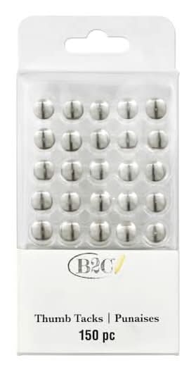 B2C Thumb Tacks, Silver (150 ct)