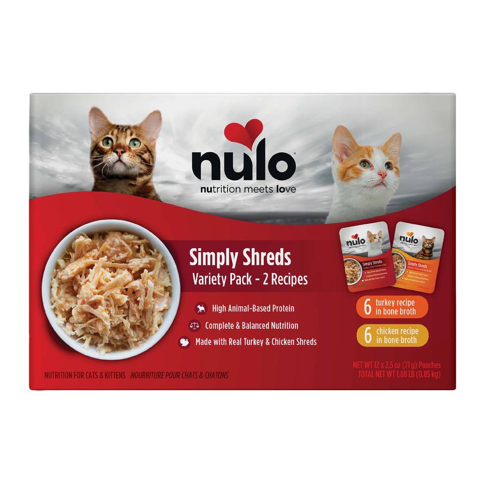 Nulo Simply Shreds Cat Food Topper - 12 Ct, Variety Pack (Flavor: Variety Pack, Size: 12 Ct)