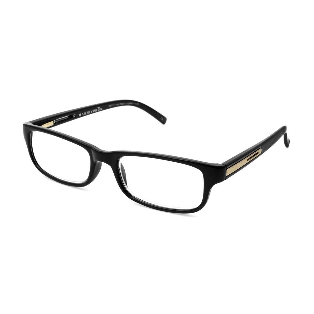 Magnivision by Foster Grant Brandon Black Square Full-Frame Reading Glasses, 1.25
