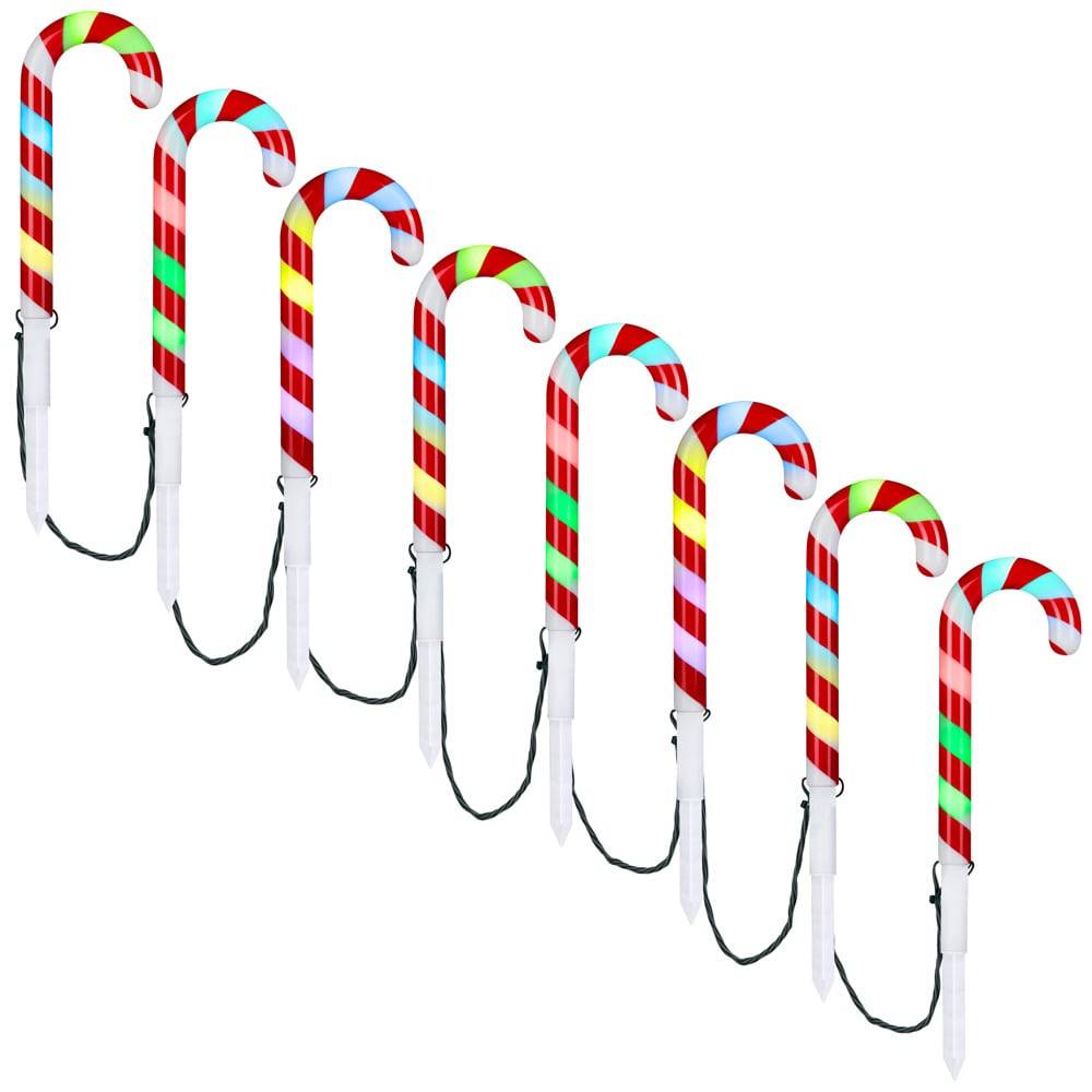 Gemmy Orchestra of Lights 8-Marker Multicolor Candy Cane Christmas Pathway Markers | 112863