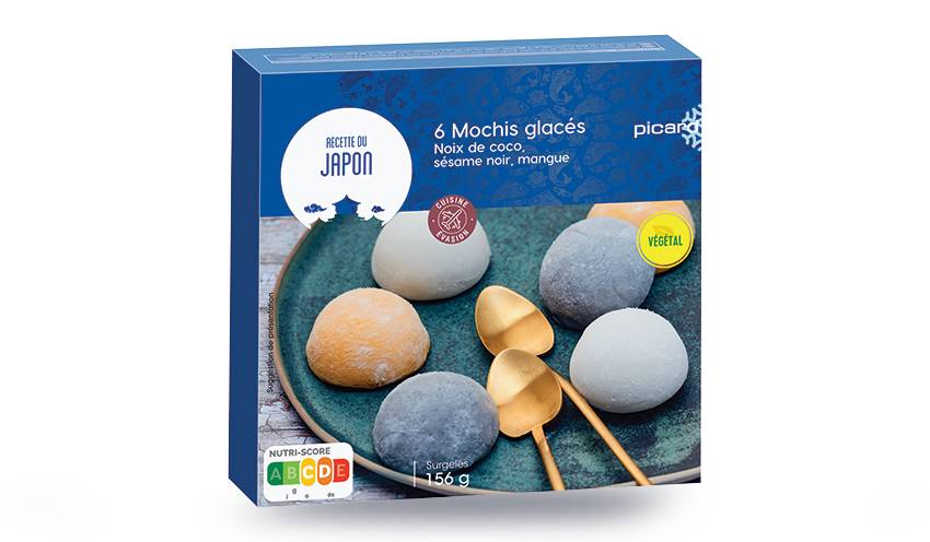 6 mochis glacés noix coco, sésame noir, mangue