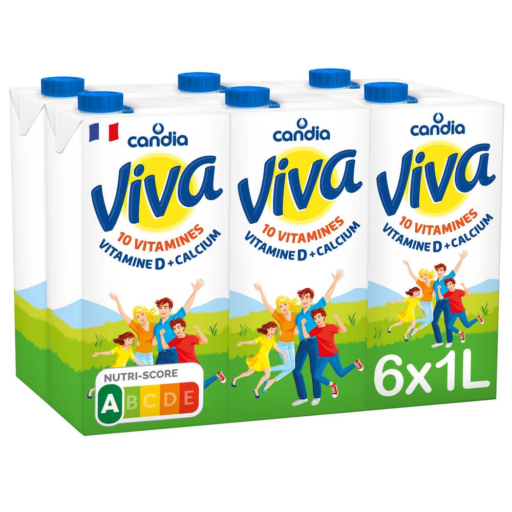 Candia - Viva lait source de 10 vitamines calcium et vitamine d (6 x 1L)