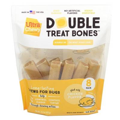Ultra Chewy Double Treat Bones Chews For Dogs, Chicken (22.4 oz, 8 ct)
