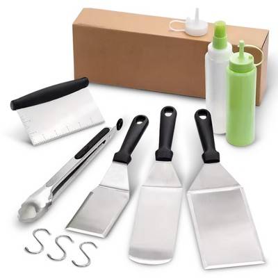 Cheer Collection 7-Piece Stainless Steel Griddle Tool Kit and Grill Accessories