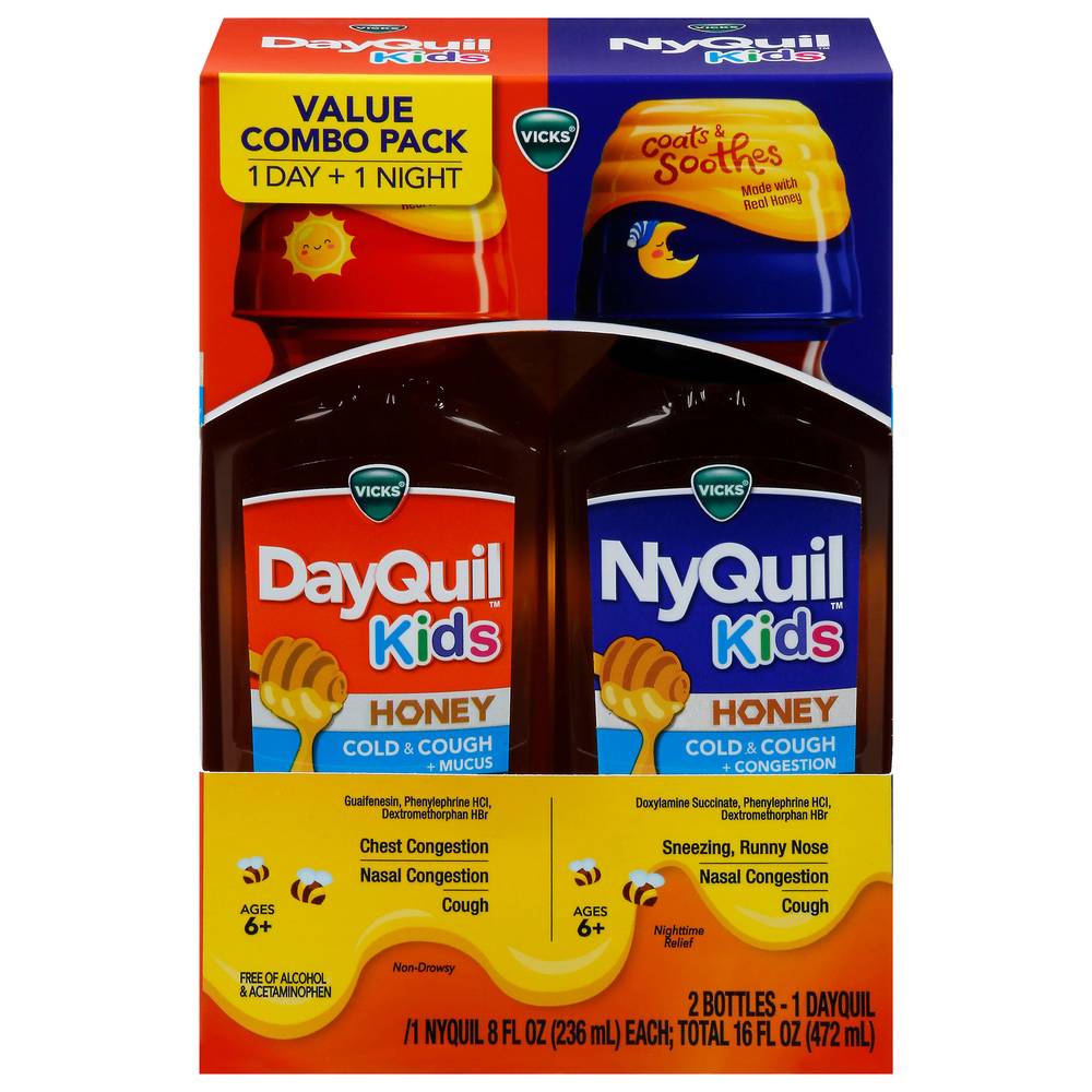 Vicks Kids Dayquil + Nyquil Honey Cold & Cough Combo pack (16 fl oz)