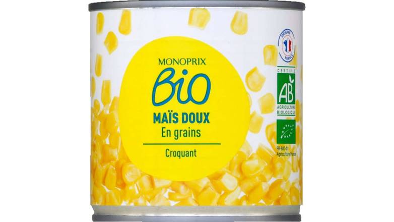 Monoprix Bio Maïs doux en grains bio La boîte de 285g net égoutté