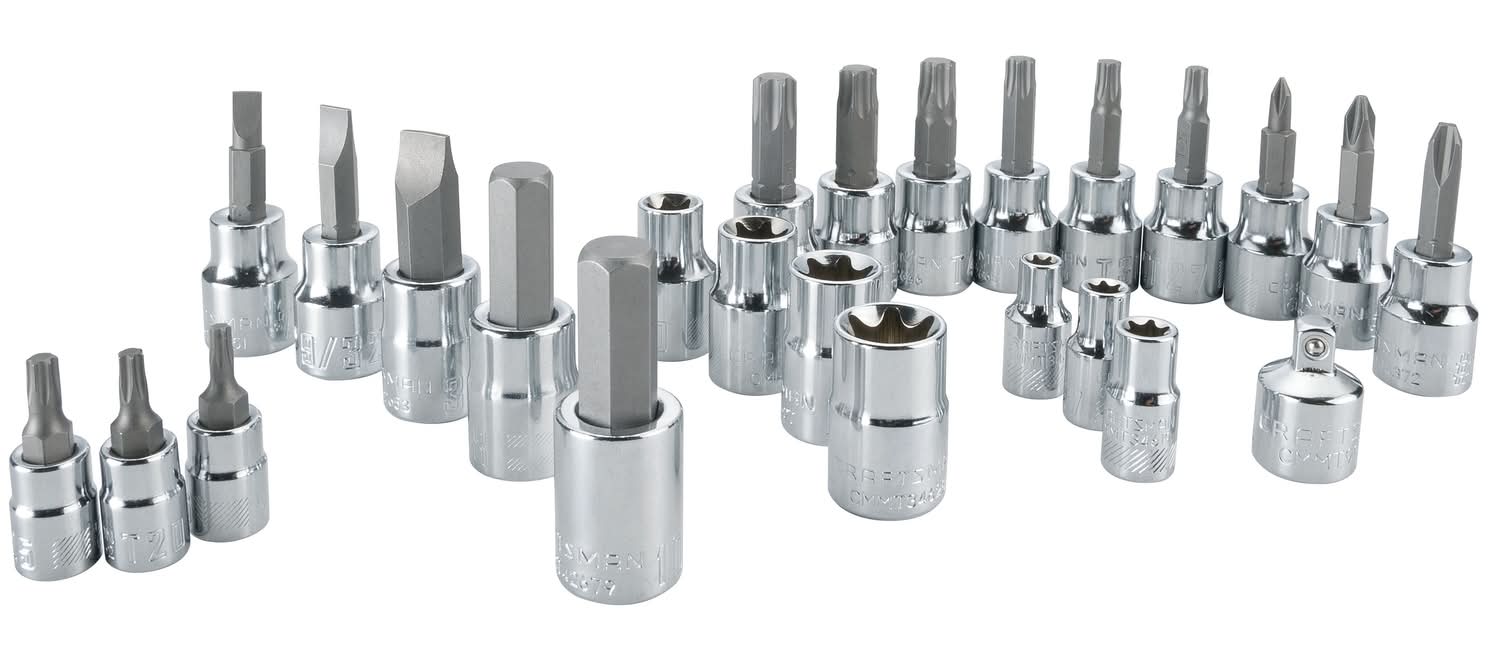 Craftsman 1/4 And 3/8 In. Drive 6 Point Socket And Bit Set 25 Pc