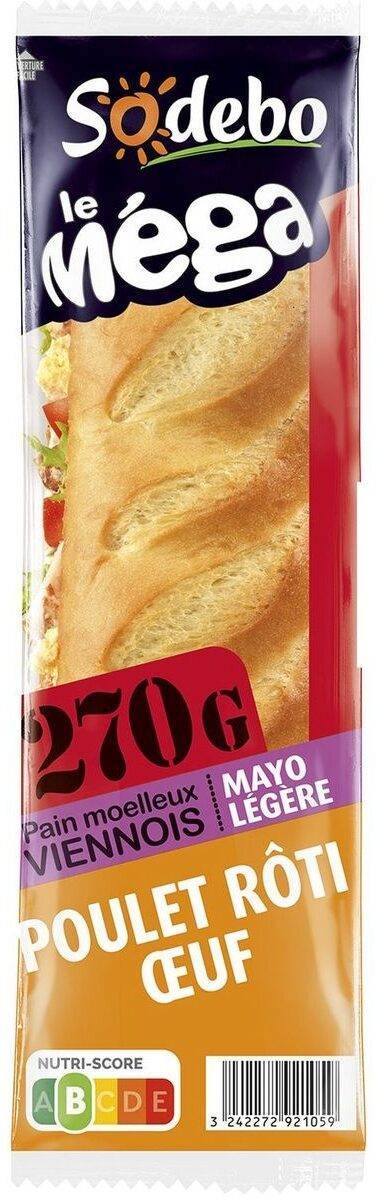 Sandwich viennois poulet rôti sodebo - le sandwich de 270 g