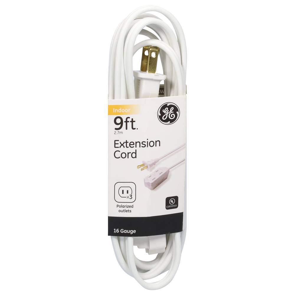 9' 2 Wire 16-gauge Indoor Extension Cord White (1 ct)