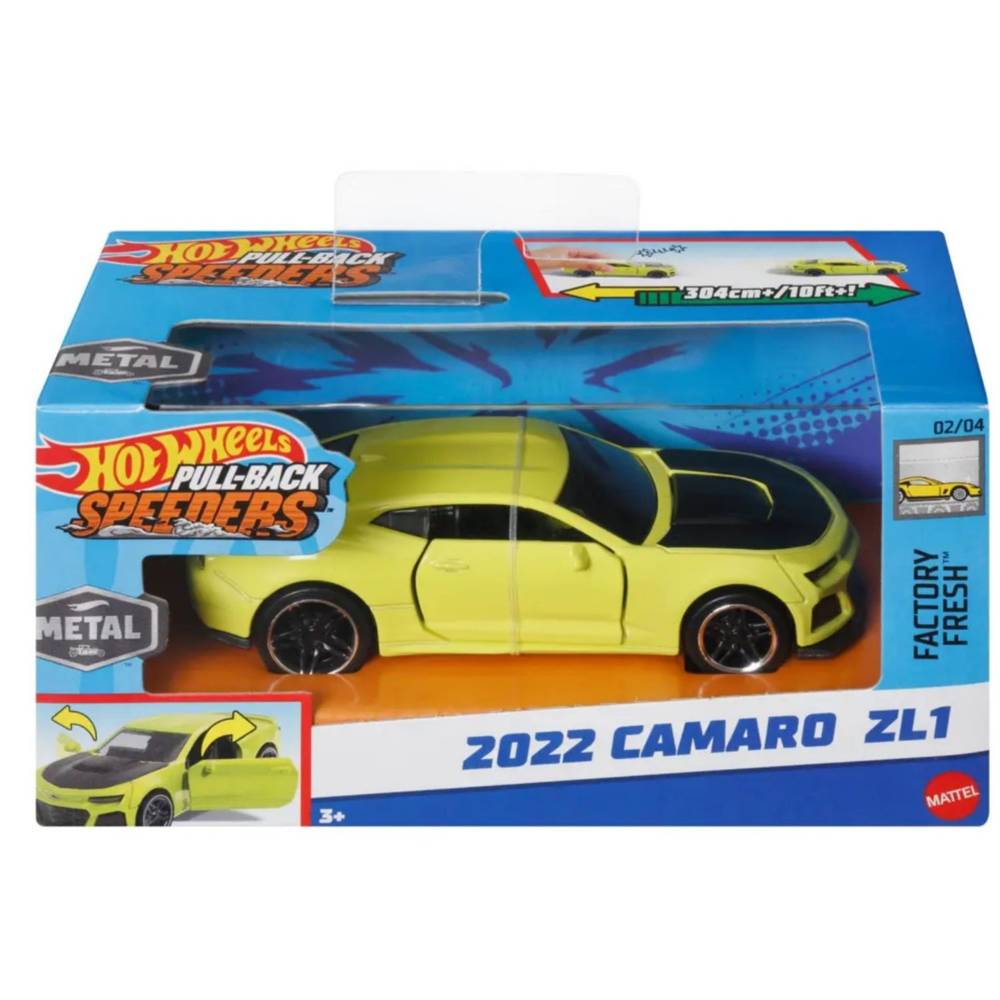 Hot Wheels Pull Back Speeders Car Toy (yellow-black)