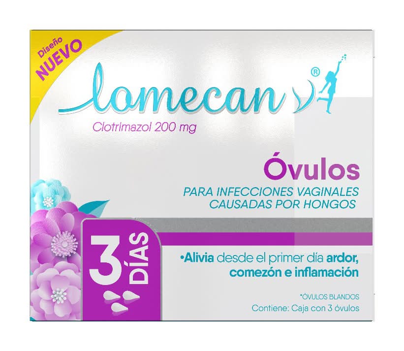 Lomecan · Clotrimazol 200 mg en óvulos (3 un)