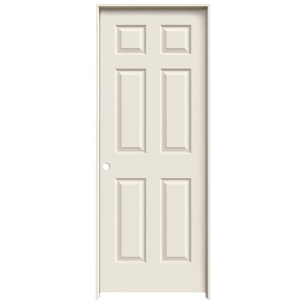 JELD-WEN 30-in x 80-in Solid Core 6-panel Right Hand Textured Primed Molded Composite Flat Jamb Single Prehung Interior Door | JW136500141NK