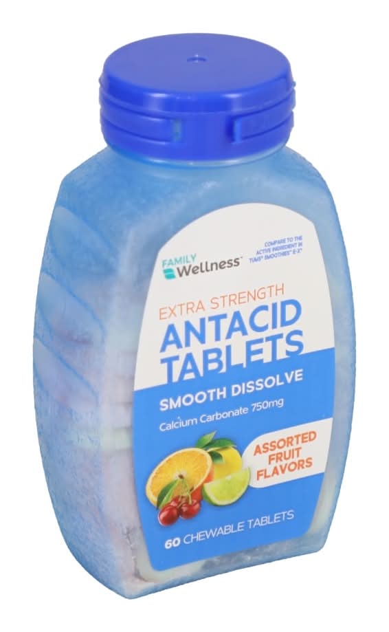 Family Wellness Extra Strength Antacid Chewable Tablets, Assorted (60 ct)