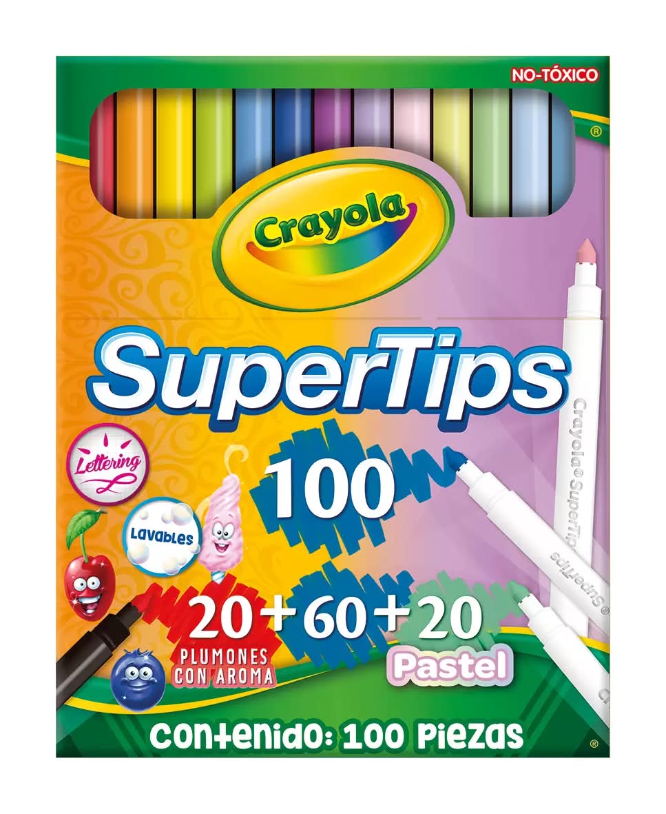 Crayola · Super tips plumones, Cónica (100 un)