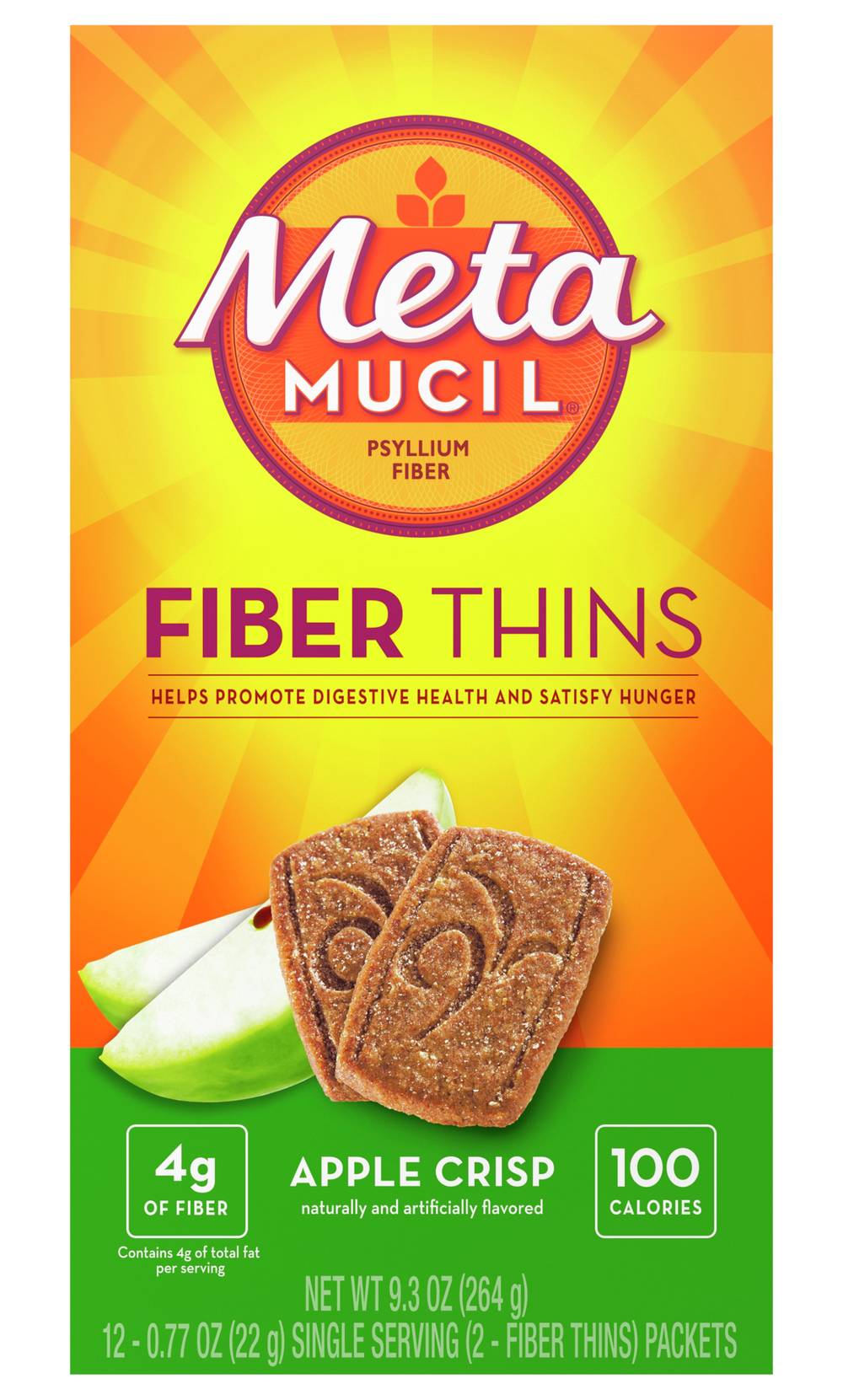 Metamucil Apple Crisp Fiber Thins, Apple (9.3 oz, 12 ct)