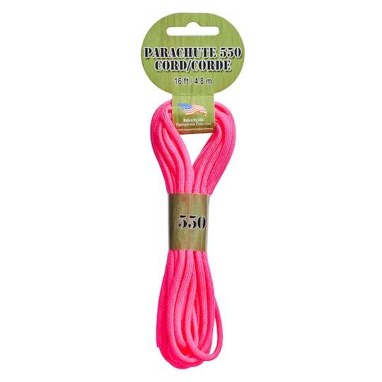 Bunker Branding Co. Parachute Cord 550, 16 ft, Neon Pink