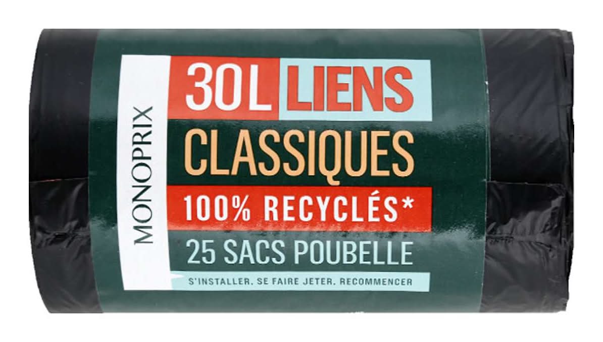 Monoprix - Sacs poubelle 30l liens classiques, 500 x 700 mm (25)