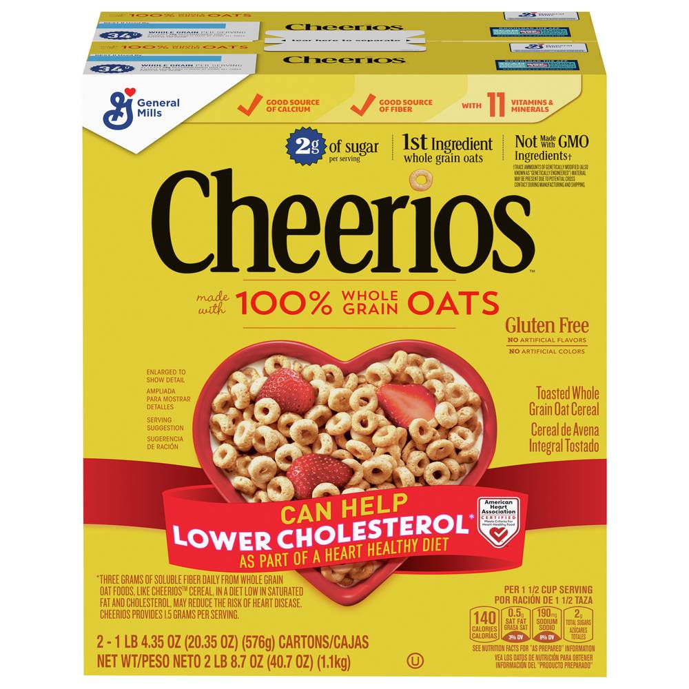 Cheerios Toasted Whole Grain Oat Cereal (20.35 oz, 2 ct)