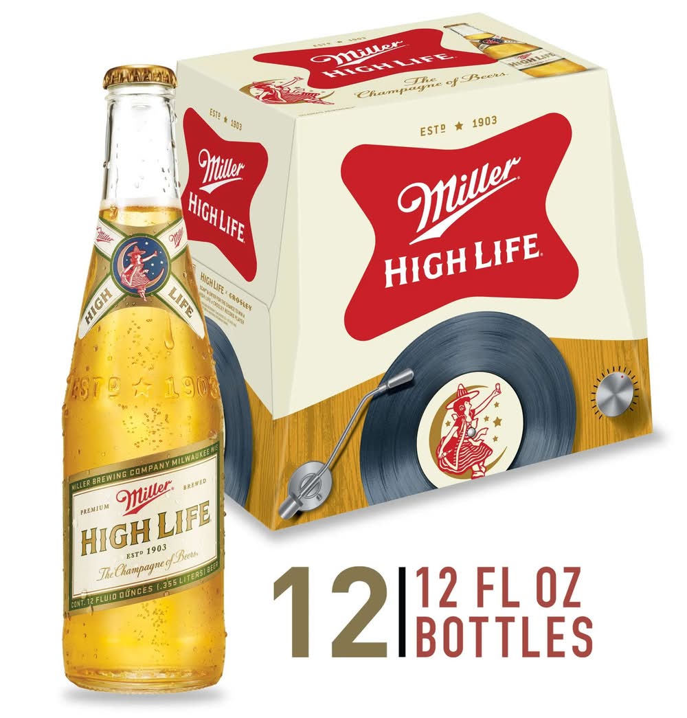 Miller High Life American Style Lager Beer (12 x 12 fl oz)