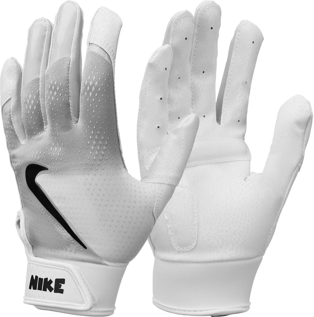 Nike Girls' Hyperdiamond 3.0 Softball Batting Gloves (White, S)