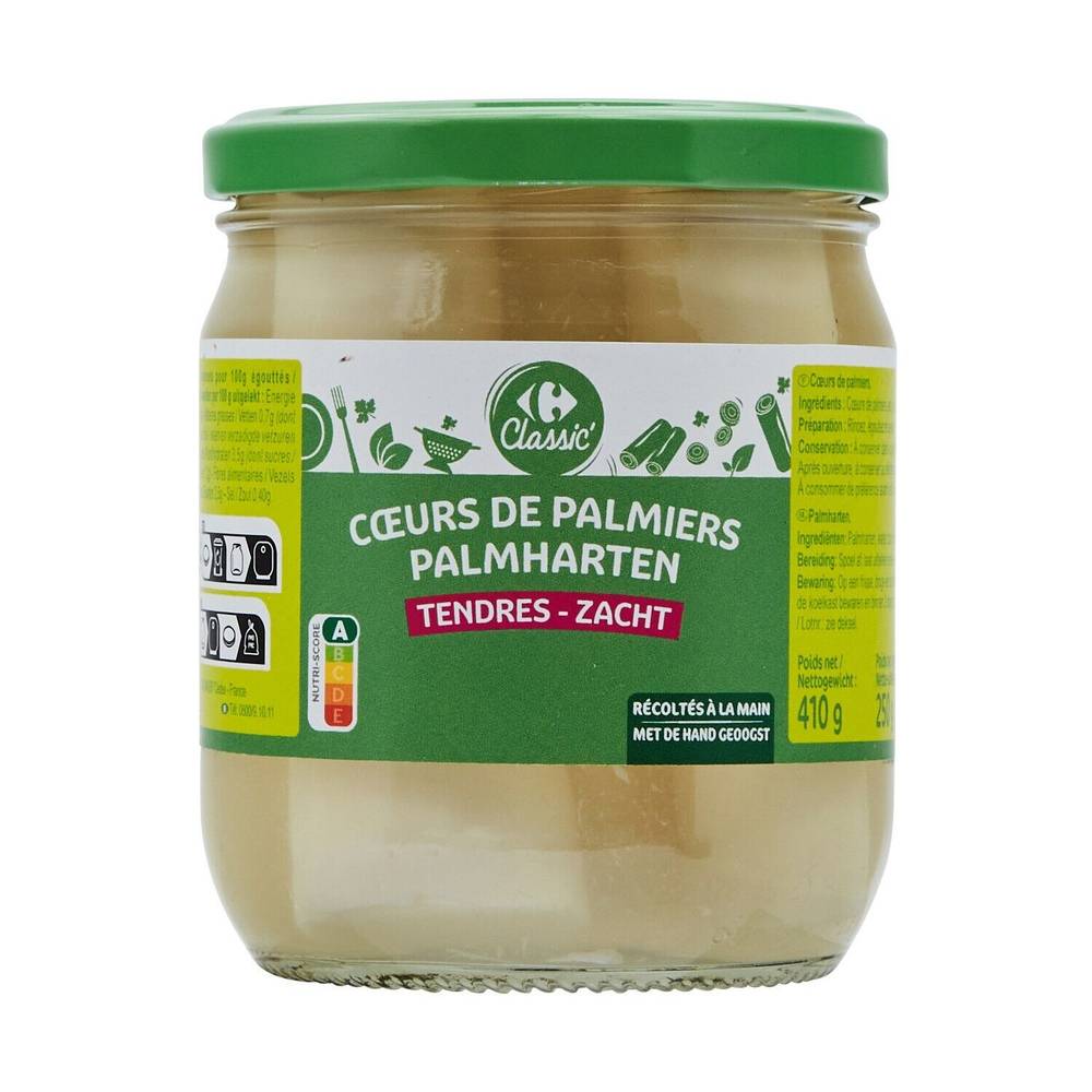 Cœurs de palmiers tendres CARREFOUR CLASSIC' - le bocal de 250g net égoutté