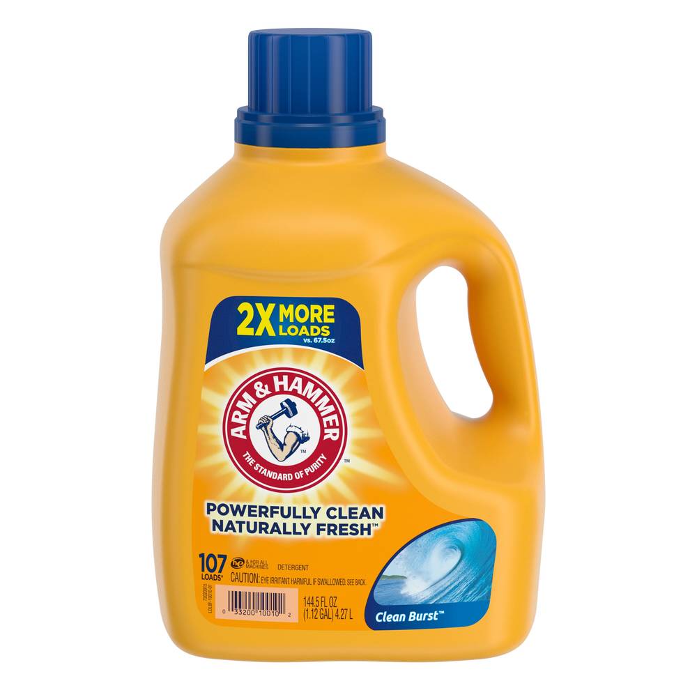 Arm & Hammer He Liquid Laundry Detergent, Clean Burst, 1.12 Gal