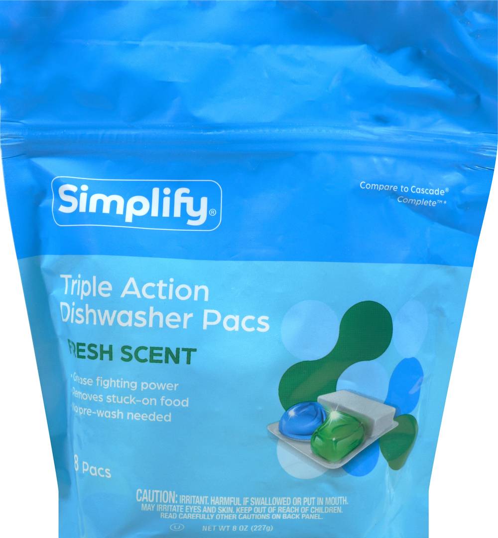 Simplify Triple Action Dishwasher Pacs (8 oz, 8 ct)