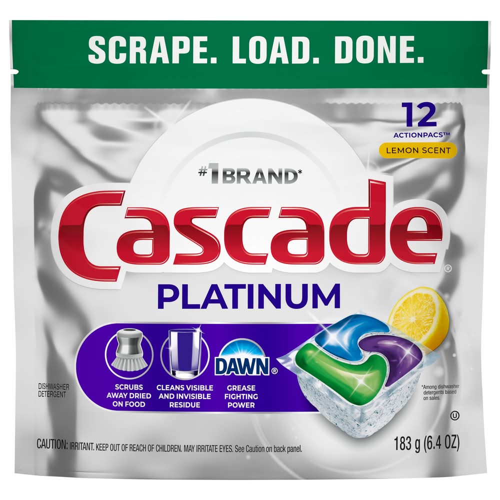 Cascade Platinum Dishwasher Detergent Dish Soap, Lemon (6.4 oz)