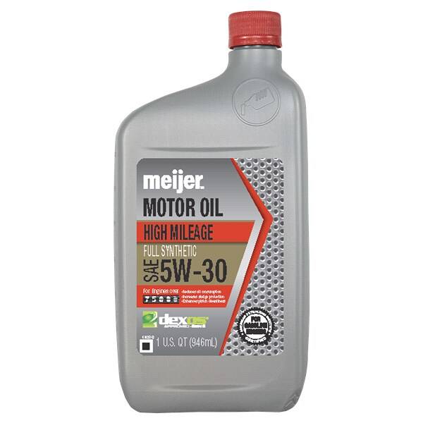 Meijer High Mileage 5W-30 Motor Oil, Full Synthetic, 1 qt