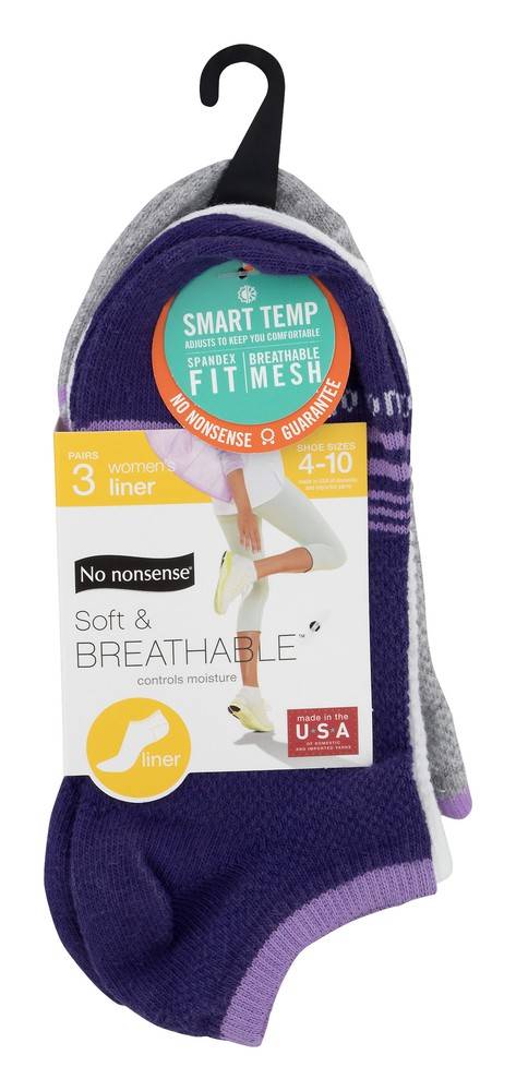 No Nonsense Soft & Breathable Liners Size 4-10 (3 ct)